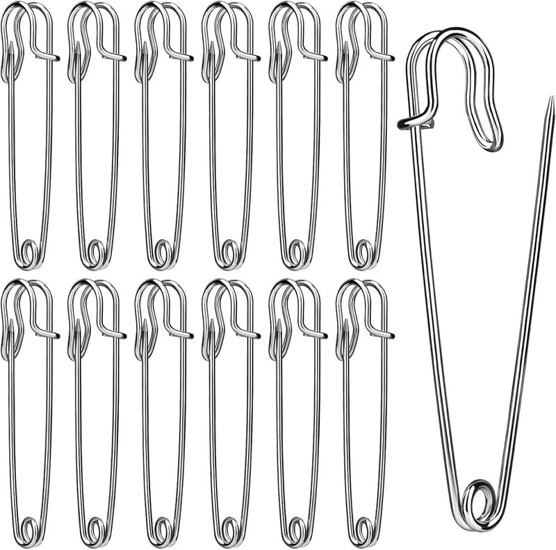 Ftyiwu Large Safety Pins, 15 Pack Heavy Duty Safety Pins 3 Inch, Stainless Steel Safety Pin for Clothes, Blankets, Laundry, Leather Canvas, DIY Crafts - Image 1